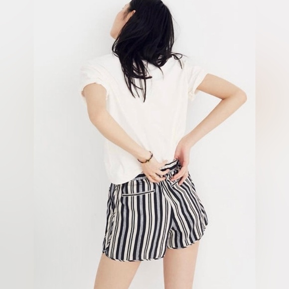 Madewell NWT Linen Evelyn Striped Black & Tan Size XS - Picture 2 of 10
